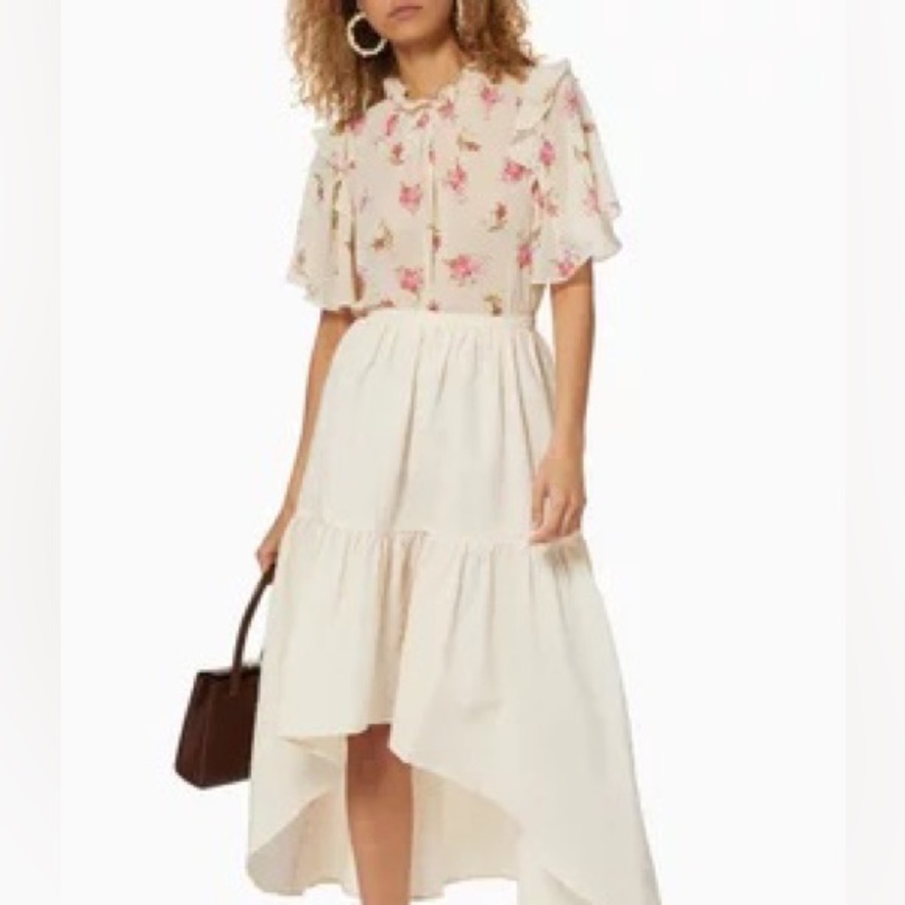 Maje Floral Blouse in Cream and Pink
